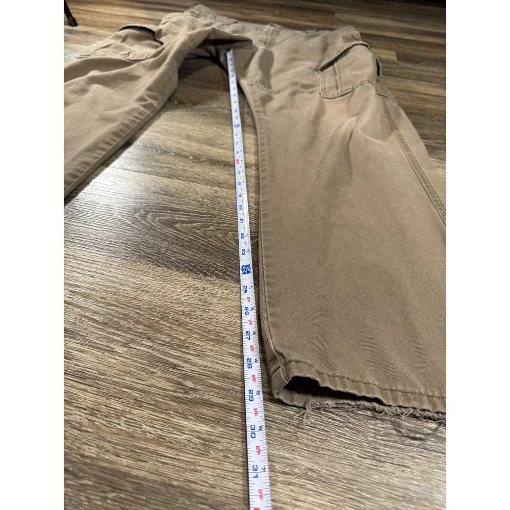 Wrangler Pants Mens 36x32 Relaxed Fit Cargo Brown Cotton‎ Distressed